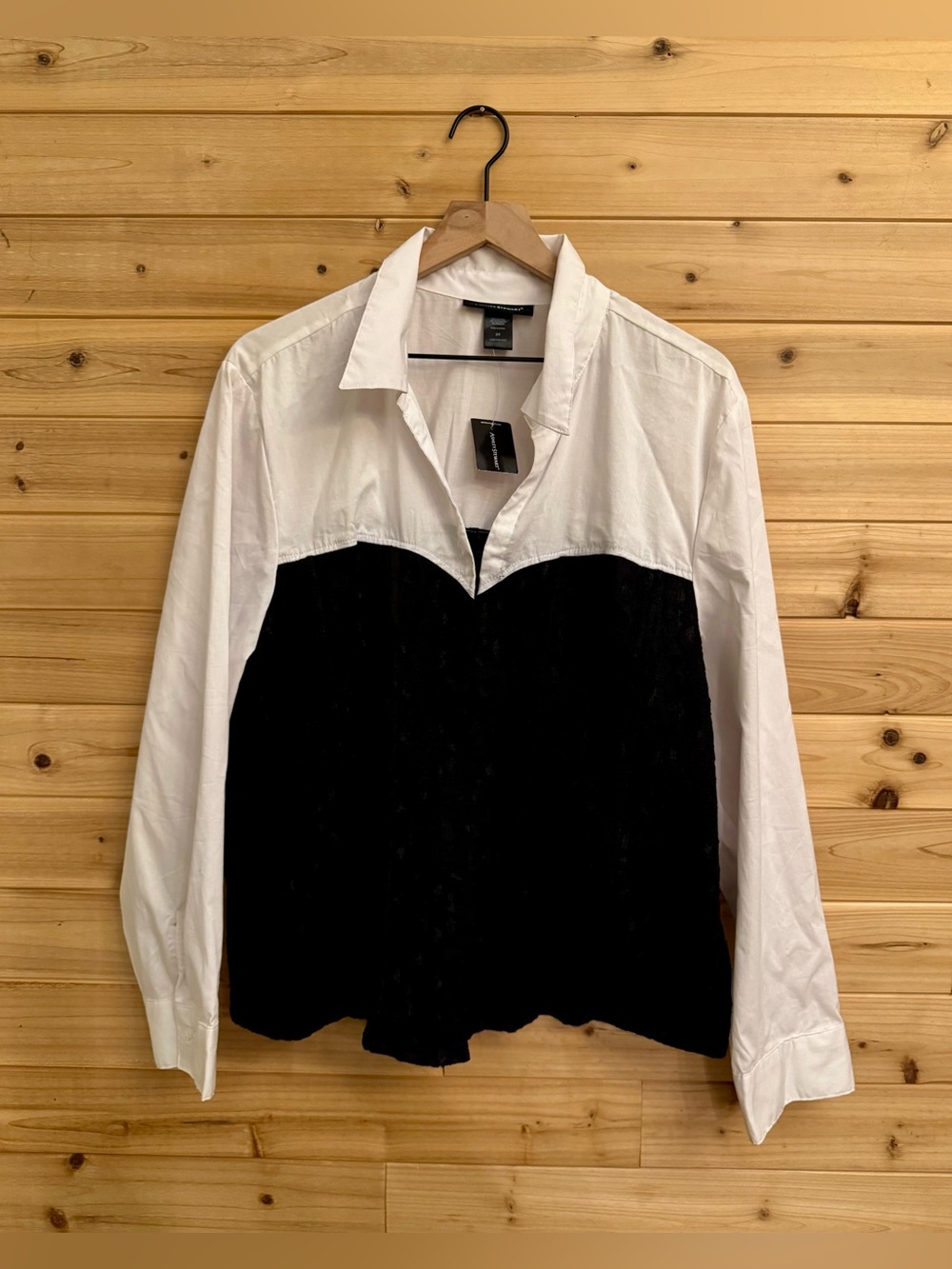 NWT Ashley Stewart Size 24 Plus Size Corset Style Collared Button Up Shirt